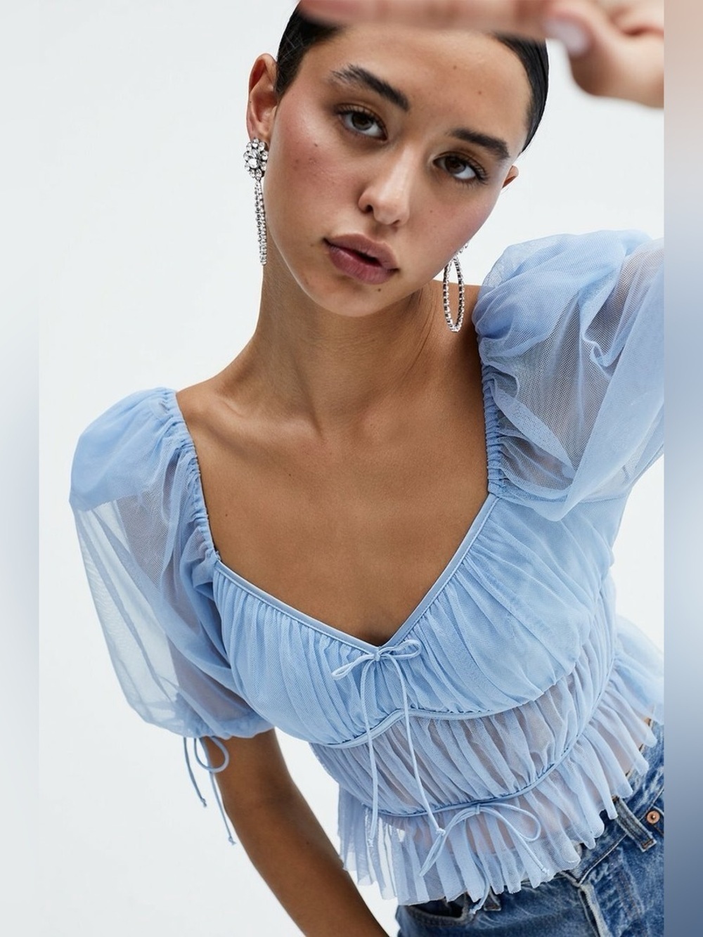 For Love & Lemons Ruffle Puff sleeve top